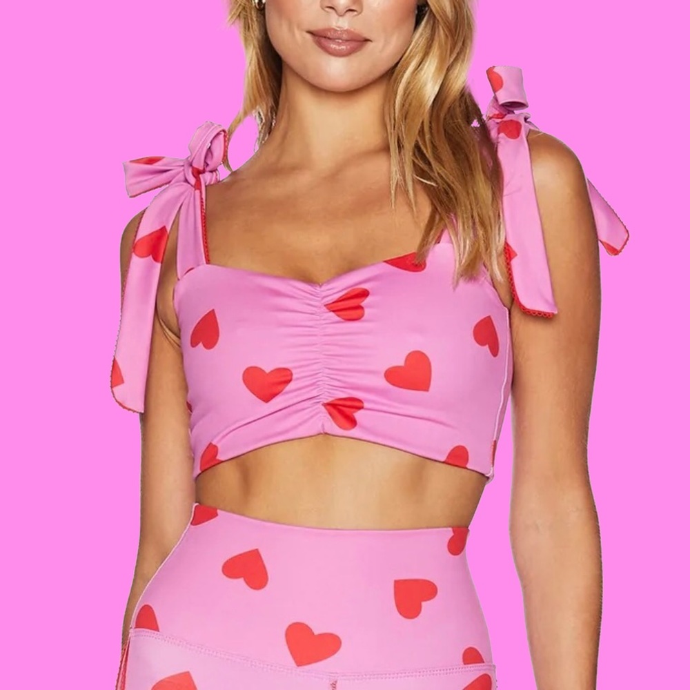 Beach Riot Amelia Valentine Heart Sports Bra Top M